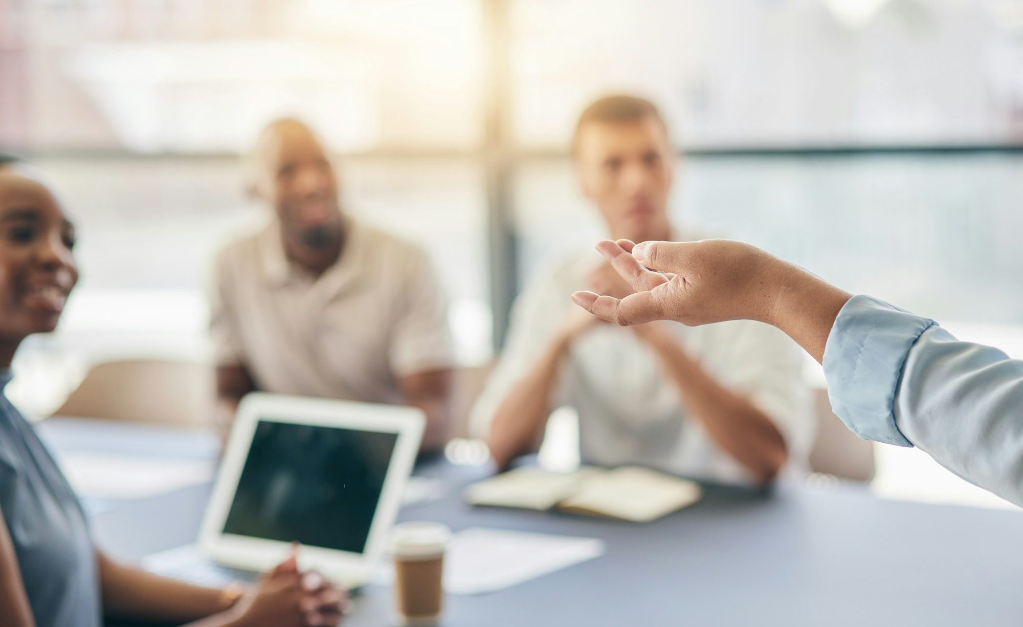 Speaker, hand or presentation in conference, mentorship or workshop for audience in corporate train